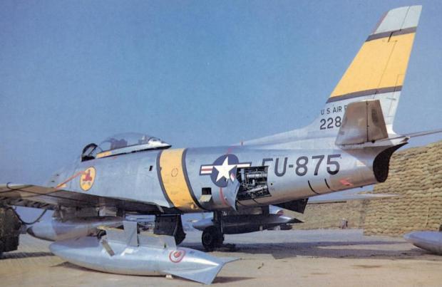 F-86 Sabre jet of the 334th Squadron in Korea of which Glover flew 58 combat missions.