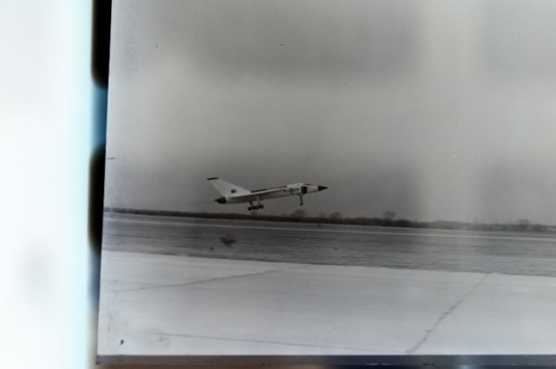 NEGATIVE 3 INVERSION: RL201, the first Avro Arrow prototype on take off.