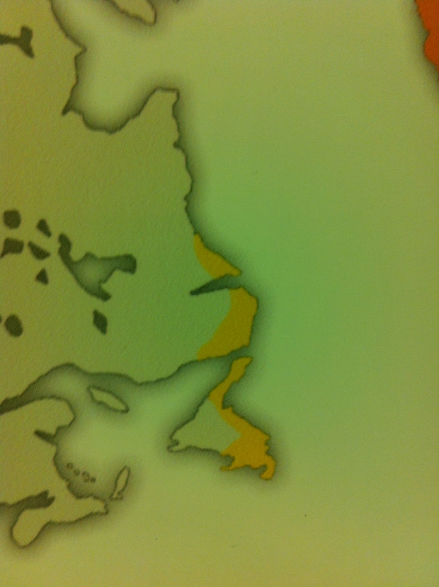 The only Viking-Canada connection is this small map detail showing where Vikings may have settled in Canada.