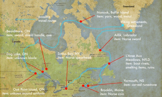 Possible Norse exploration routes.
