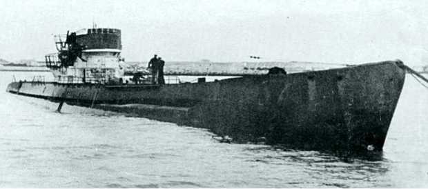 The surrendered U-boat U-530 after arriving in Argentina two months after the war's end. 
